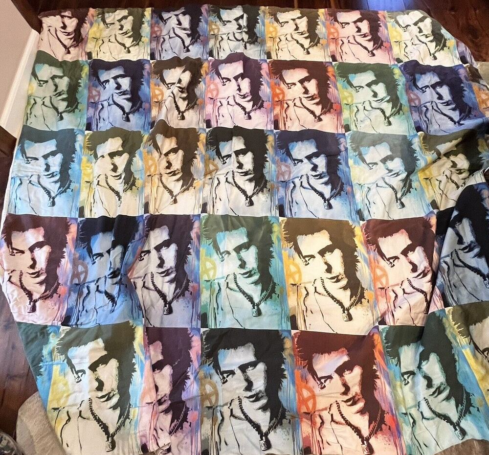 Sid Vicious Sex Pistols Repeat Duvet Cover / Art Wall Hanging  81"x73"